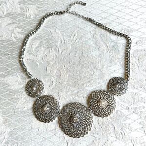 Women's Silver Sparkle Pendant Necklace Adjustable Chain Rhinestone